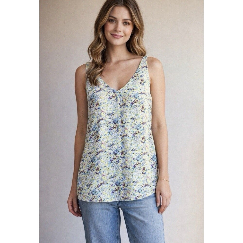 CAbi Scattered Floral Print Multicolored Tank Cami Size Large